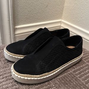 J /Slides slip on suede black shoes, barely worn